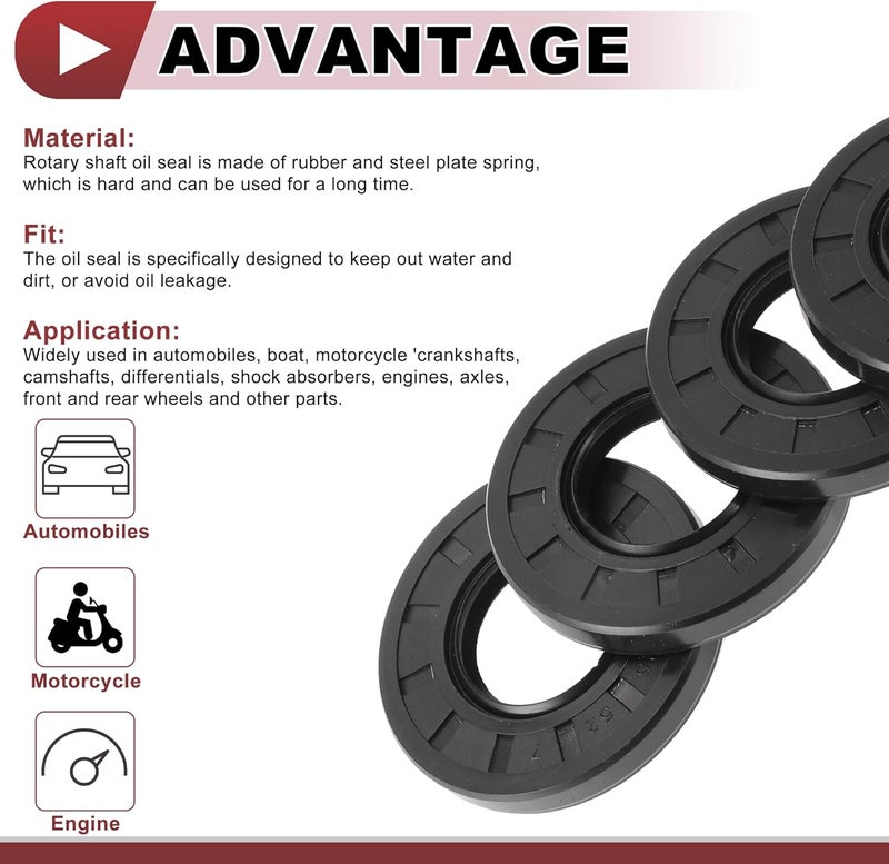 HEROFFIX 5 Pcs Rotary Shaft Seal High Pressure Oil Seal 25x52x7mm Black Nitrile 70 Durometer Rubber - Image 4